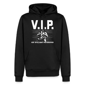 Photographe VIP | Photographie des idées de cadeaux de caméra - Sweat à capuche Premium bio Homme - noir - Devant - Nico (187cm)