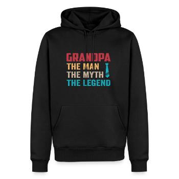 Grand-père de la légende - Sweat à capuche Premium bio Homme - noir - Devant - Nico (187cm)