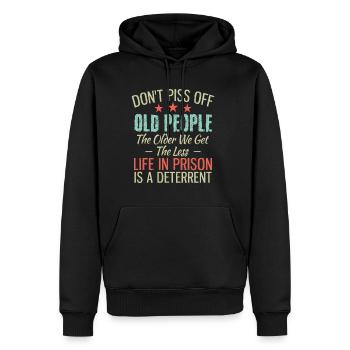 old people, menschen, opa, witz, coole sprüche - Männer Premium Bio Hoodie - Schwarz - Vorne - Nico (187cm)
