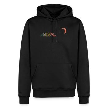 Vintage Retro Evolution Kite Kitesurfing Shirt - Men’s Premium Organic Hoodie - black - Front - Nico (187cm)