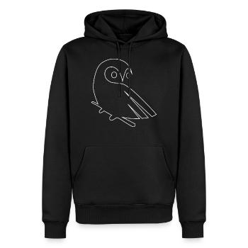 Eule - Männer Premium Bio Hoodie - Schwarz - Vorne - Nico (187cm)