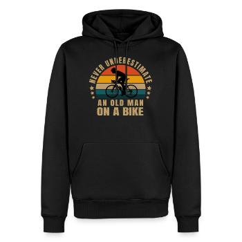 nie einen alten Mann auf dem Fahrrad unterschätzen - Männer Premium Bio Hoodie - Schwarz - Vorne - Nico (187cm)