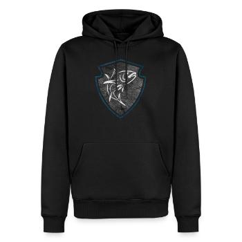 Wappen Thunfisch zum Meeresangeln - Männer Premium Bio Hoodie - Schwarz - Vorne - Nico (187cm)