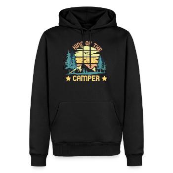 LE ROI DES CAMPEURS CAMPING AVENTURES - Sweat à capuche Premium bio Homme - noir - Devant - Nico (187cm)