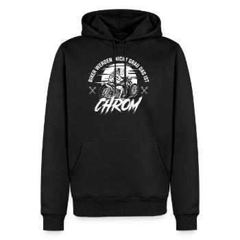 Biker werden nicht grau das ist CHROM - Motorradfa - Männer Premium Bio Hoodie - Schwarz - Vorne - Nico (187cm)