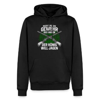 Reichet mir das Gewehr - Jäger - Männer Premium Bio Hoodie - Schwarz - Vorne - Nico (187cm)