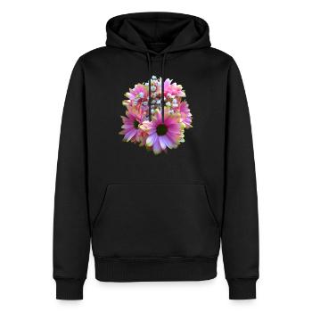 Fleur, Bouquet, fleur rose, fleurs de fleur, fleurs marénies florales - Sweat à capuche Premium bio Homme - noir - Devant - Nico (187cm)