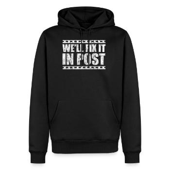 We’ll Fix It In Post 3 - Sweat à capuche Premium bio Homme - noir - Devant - Nico (187cm)
