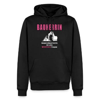 Bauherrin - Männer Premium Bio Hoodie - Schwarz - Vorne - Nico (187cm)