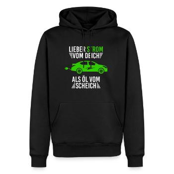 Lieber Strom vom Deich statt Öl vom Scheich - Männer Premium Bio Hoodie - Schwarz - Vorne - Nico (187cm)