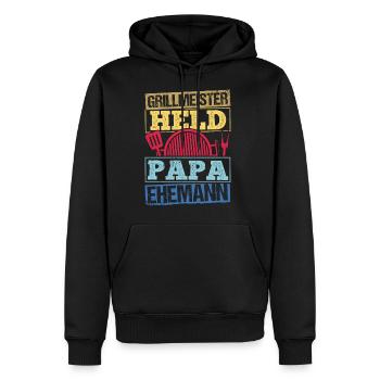 Grillmeister Papa Shirt Lustig Grillen Vater - Männer Premium Bio Hoodie - Schwarz - Vorne - Nico (187cm)