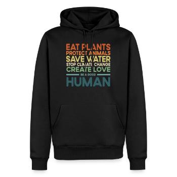 Protecteurs du climat, végétariens, défenseurs des droits des animaux - Sweat à capuche Premium bio Homme - noir - Devant - Nico (187cm)
