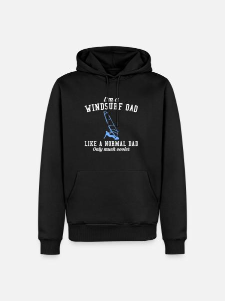 Ik ben een windsurfende vader als een normale... - Mannen Premium Bio hoodie - zwart