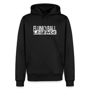 Flunkyball Legende Festival - Männer Premium Bio Hoodie - Schwarz - Vorne - Nico (187cm)