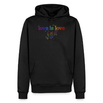 L’amour, c’est l’amour ! Déclaration Gay Pride LGBTQI+ - Sweat à capuche Premium bio Homme - noir - Devant - Nico (187cm)