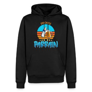 Promu parrain, bébé et parrain pote pour la vie - Sweat à capuche Premium bio Homme - noir - Devant - Nico (187cm)