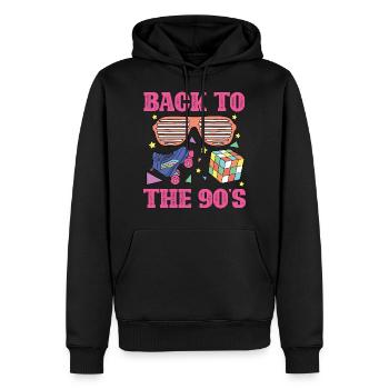 90s 90 - Sweat à capuche Premium bio Homme - noir - Devant - Nico (187cm)