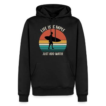 Life is simple just add water - Männer Premium Bio Hoodie - Schwarz - Vorne - Nico (187cm)