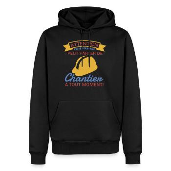 Maçon Cadeau peut parler de chantier à tout moment - Sweat à capuche Premium bio Homme - noir - Devant - Nico (187cm)