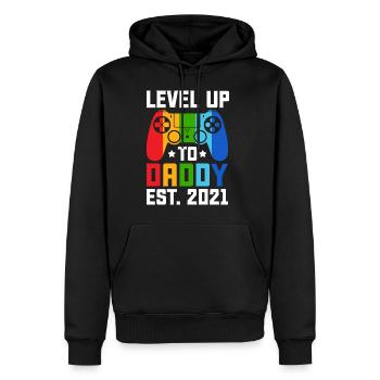 level up to daddy est. 2021 Father - Männer Premium Bio Hoodie - Schwarz - Vorne - Nico (187cm)
