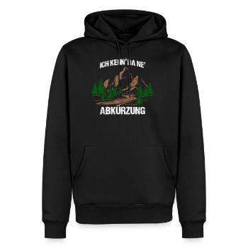 Ich kenn' da ne' Abkürzung - Wandern - Männer Premium Bio Hoodie - Schwarz - Vorne - Nico (187cm)