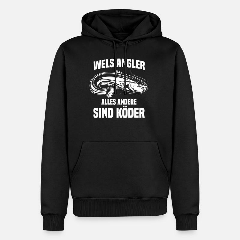Wels Angler - Männer Premium Bio Hoodie - Schwarz