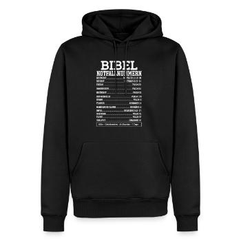 Bible Emergency Number Funny Bible Verses Baptism - Men’s Premium Organic Hoodie - black - Front - Nico (187cm)