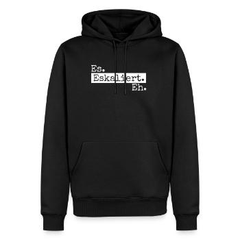Es eskaliert eh - Männer Premium Bio Hoodie - Schwarz - Vorne - Nico (187cm)