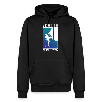 Mir Wurscht Ich geh Klettern - Klettern - Bouldern - Männer Premium Bio Hoodie - Schwarz - Vorne - Nico (187cm)