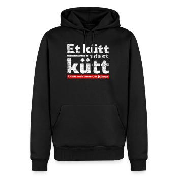 Et Kütt Wie Et Kütt, Köln, Karneval Kölsch Fans - Männer Premium Bio Hoodie - Schwarz - Vorne - Nico (187cm)