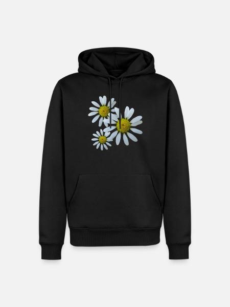 blühende Blumen, Blüte weiß, floral, blumig, Natur - Herre Premium økologisk hoodie - sort