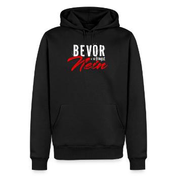 Bevor du fragst Nein - Männer Premium Bio Hoodie - Schwarz - Vorne - Nico (187cm)