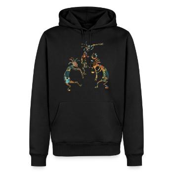 Native Americans - Kokopelli Musicans Trio 3 - Männer Premium Bio Hoodie - Schwarz - Vorne - Nico (187cm)