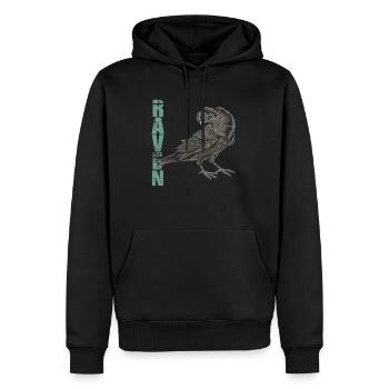 Raven - Männer Premium Bio Hoodie - Schwarz - Vorne - Nico (187cm)