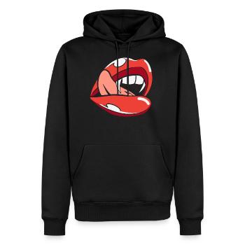 Halloween Bite Lips - Männer Premium Bio Hoodie - Schwarz - Vorne - Nico (187cm)