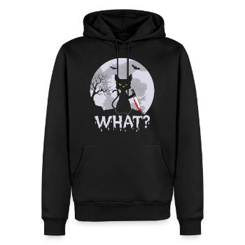 Drôle méchant couteau de chat what humour noir - Sweat à capuche Premium bio Homme - noir - Devant - Nico (187cm)