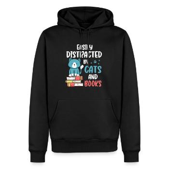 Easily Distracted By Cats and Books for Cat Book - Männer Premium Bio Hoodie - Schwarz - Vorne - Nico (187cm)