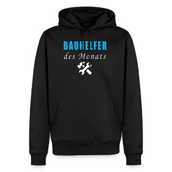 Bauhelfer Des Monats - Männer Premium Bio Hoodie - Schwarz - Vorne - Nico (187cm)