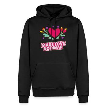 Make love not war - Men’s Premium Organic Hoodie - black - Front - Nico (187cm)