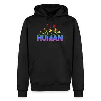Cher Human Arc-en-ciel Gay Pride - LGBT - Sweat à capuche Premium bio Homme - noir - Devant - Nico (187cm)