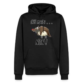 Oui mais Non! - Sweat à capuche Premium bio Homme - noir - Devant - Nico (187cm)