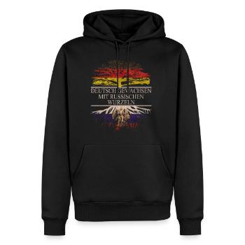 Deutsch gewachsen mit russischen Wurzeln Vintage - Männer Premium Bio Hoodie - Schwarz - Vorne - Nico (187cm)