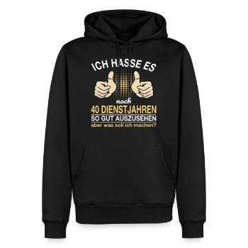 40 Jähriges Dienstjubiläum Lustiger Spruch - Männer Premium Bio Hoodie - Schwarz - Vorne - Nico (187cm)