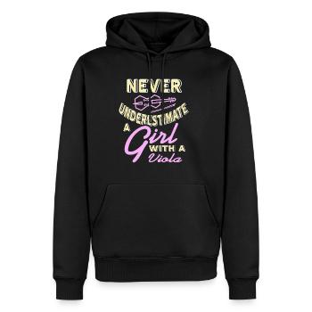 Bratsche – Never Underestimate A Girl - Männer Premium Bio Hoodie - Schwarz - Vorne - Nico (187cm)