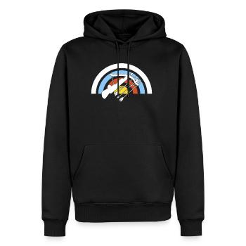 Arbalète Sagittaire Cadeau - Sweat à capuche Premium bio Homme - noir - Devant - Nico (187cm)