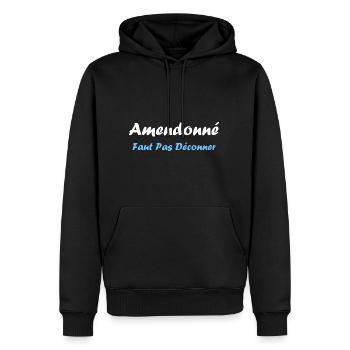 amendonné faut pas déconner - Sweat à capuche Premium bio Homme - noir - Devant - Nico (187cm)
