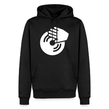 DJ Mixer Vinyl Records Producteur de musique de soirée - Sweat à capuche Premium bio Homme - noir - Devant - Nico (187cm)