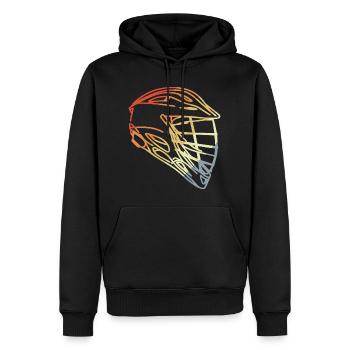 Lacrosse Helm Retro Stil - Männer Premium Bio Hoodie - Schwarz - Vorne - Nico (187cm)