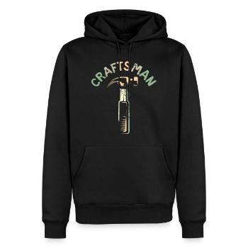 Craftsman Logo mit Hammer Werkzeug im Retro Stil - Männer Premium Bio Hoodie - Schwarz - Vorne - Nico (187cm)