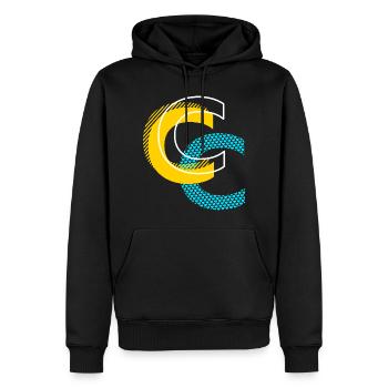 Lettre initiale C - Sweat à capuche Premium bio Homme - noir - Devant - Nico (187cm)